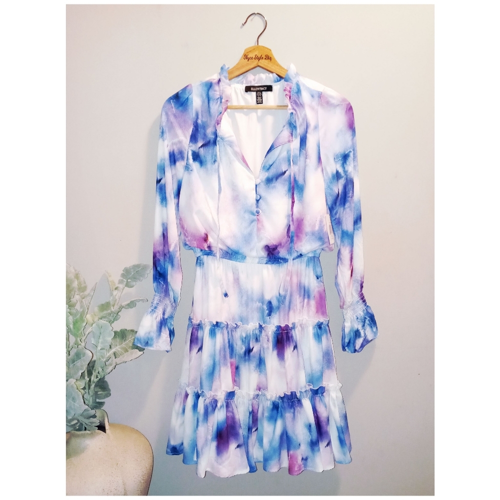 Ellen Tracy Watercolor Tiered Dress‎ - Picture 4 of 6